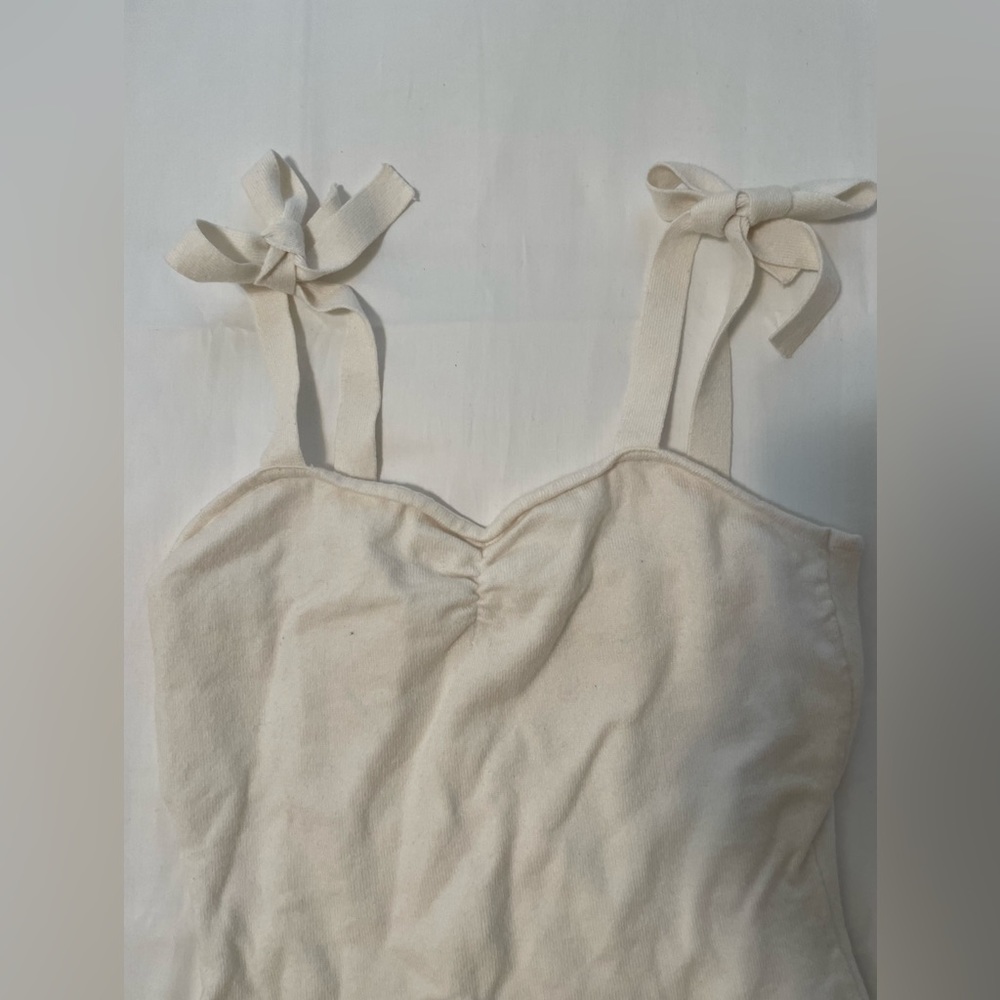 White bodysuit with tie straps